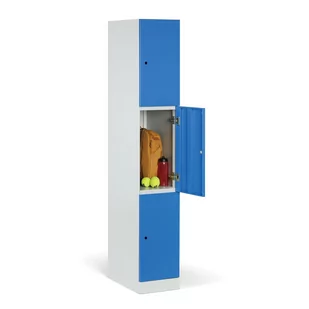 Szafka ubraniowa ze schowkami, 3 schowki, 1850 x 300 x 500 mm, zamek elektroniczny z kodem, drzwi laminowane, dąb naturalny - Szafki biurowe - miniaturka - grafika 1
