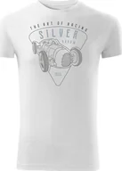 Koszulki męskie - Topslang Koszulka z samochodem F1 Silver Arrow Formuła 1 męska biała SLIM S - miniaturka - grafika 1