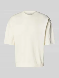 T-shirt z imitacji dzianiny z prążkowanymi wykończeniami - Koszulki męskie - miniaturka - grafika 1