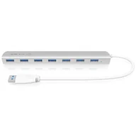Części i akcesoria do laptopów - Icy Box IB-AC6701 z 7 portami USB 3.0 Hub ze zintegrowanym kablem USB i aluminiowa obudowa (w zestawie: 5 V/4 A power adapter) srebrny 70411 - miniaturka - grafika 1