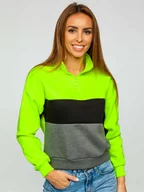 Bluzy sportowe damskie - Zielony-neon bluza damska Denley KSW2021 - miniaturka - grafika 1