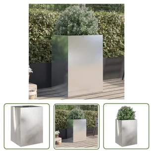 The Living Store Donica - srebrna - 52x48x75 cm - stal nierdzewna - Doniczka - Donice - miniaturka - grafika 1