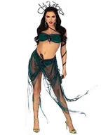 Koszulki i topy damskie - Leg Avenue 4 PC Medusa, includes iridescent asymmetrical bra top with stuffed snake accent, skirt with built in panty and snake waist, arm wrap, and wired glitter snake headband Green - miniaturka - grafika 1