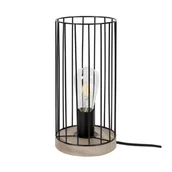 Lampy stojące - Britop Stojąca  druciana TIMEO 796049157 stołowa LAMPA metalowa klatka drewno czarny 796049157 - miniaturka - grafika 1