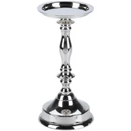 Świeczniki - Vilde Świecznik SREBRNY, wysoki połysk, błyszczący, stojak, podstawka GLAMOUR na świecę świeczkę 21,5 cm 139032 - miniaturka - grafika 1