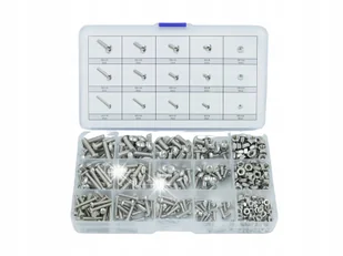 ZESTAW ŚRUB HEX IMBUS ŚRUBY NAKRĘTKI ZE STALI NIERDZEWNEJ 6-KĄTNE 440el - Śruby i nakrętki - miniaturka - grafika 1