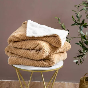 Koc 150 x 200 Mikrofibra Baranek Sherpa Beżowy - Koce Koc 150 x 200 Mikrofibra Baranek Sherpa Beżowy - Koce - miniaturka - grafika 5