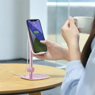 Baseus bezprzewodowa ładowarka Qi 15 W teleskopowy stojak uchwyt podstawka na telefon z kablem USB różowy (SUWY-D0R) hurtel-63471-0 - Ładowarki do telefonów - miniaturka - grafika 31