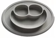 Miseczki i talerzyki dla dzieci - Bi-bi silikonowy talerzyk z podkładką szary - miniaturka - grafika 1