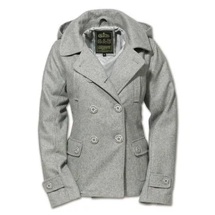 płaszcz marynarski damski LADIES PEA COAT - GRAU -XL - Płaszcze damskie - miniaturka - grafika 1