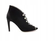 Botki damskie - Czarne szpilki botki letnie Carinii B3928-360 sk��ra r.37 - miniaturka - grafika 1