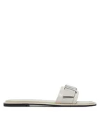 Klapki i japonki damskie - Calvin Klein Klapki Flat Slide W/Buckle - Lth HW0HW02490 Szary - miniaturka - grafika 1