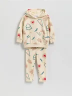 Bluzy dla dziewczynek - Reserved - Ocieplany komplet ze świątecznym motywem - kremowy - miniaturka - grafika 1