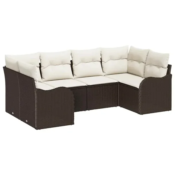 Zestaw sof ogrodowych modułowych, brązowy, rattan, 3 elementy