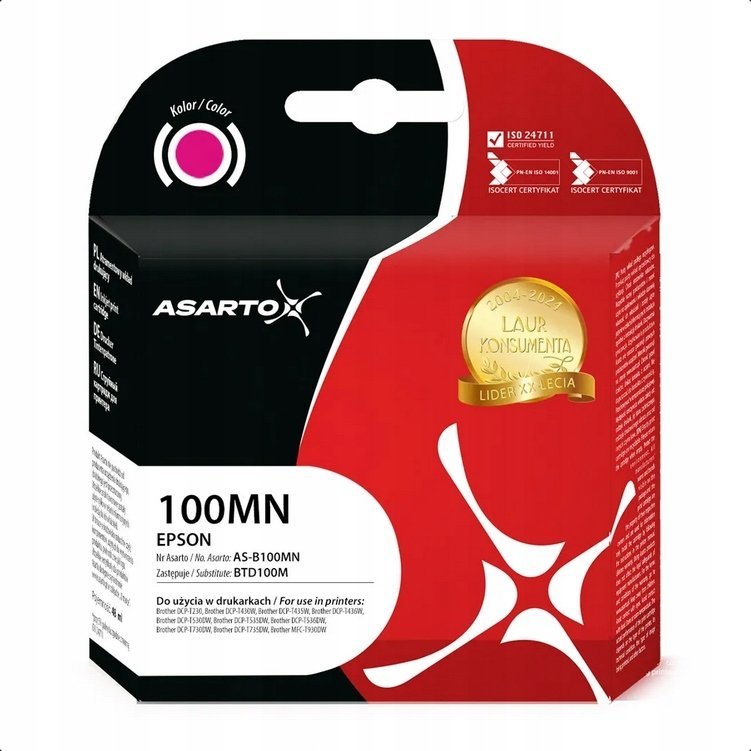 Tusz Asarto Tusz Asarto do Brother 100MN BTD100M 48ml magenta