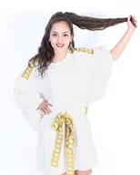 Bluzy damskie - Kappa Damska bluza Aourlot 222 Banda Sweat z sukienką, biała/żółta (White Off/Yellow Gold), XL - miniaturka - grafika 1