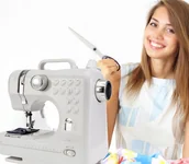 Maszyny do szycia - Maszyna Do Szycia Przenośna Mini Akcesoria Podświetlana Na Baterie Zasilacz - miniaturka - grafika 1