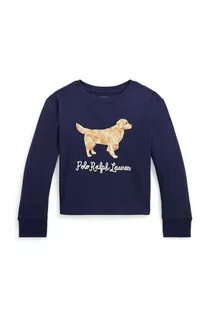 Bluzki dla dziewczynek - Polo Ralph Lauren longsleeve bawełniany dziecięcy kolor granatowy z nadrukiem - grafika 1