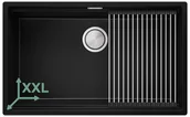 Zlewozmywaki - Zlewozmywak podwieszany (podblatowy) granitowy jednokomorowy z dużą komorą XXL Praga 80 Level + zwijany ociekacz - miniaturka - grafika 1
