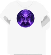 Koszulki i topy damskie - Koszulka damska biała z nadrukiem fioletowego kosmity XL - miniaturka - grafika 1