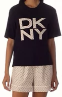 Piżamy damskie - DKNY bawełniana piżama damska z krótkimi rękawami i krótkimi nogawkami YI2522591, Kolor czarno-beżowy, Rozmiar XS, DKNY - Intymna - miniaturka - grafika 1