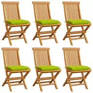 Fotele i krzesła ogrodowe - vidaXL Lumarko Krzesła ogrodowe, jasnozielone poduszki, 6 szt., drewno tekowe 3065616 - miniaturka - grafika 1