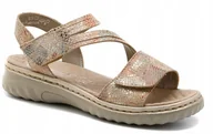 Sandały damskie - Rieker Sandals 60464-90 Beżowe 37 - miniaturka - grafika 1