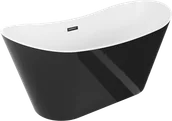 Wanny - Mexen Montana wanna wolnostojąca 150 x 75 cm, biała/czarna, przelew czarny - 52011507575-70 - miniaturka - grafika 1