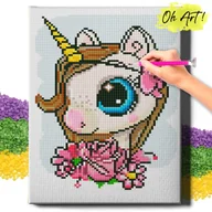 Zabawki kreatywne - HAFT DIAMENTOWY 5D z RAMĄ Mały jednorożec Diamond Painting Mozaika Dla Dzieci Zwierzęta Oh Art! - miniaturka - grafika 1