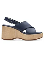 Sandały damskie - Clarks Skórzane sandały "Manon Wish" w kolorze granatowym na obcasie - miniaturka - grafika 1