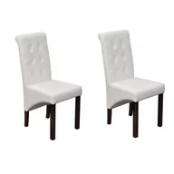 Krzesła - vidaXL Dwa białe, skórzane krzesła jadalniane - miniaturka - grafika 1