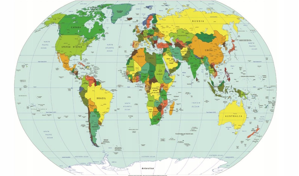 PODKŁADKA POD MYSZ Z Nadrukiem 22x18cm Polityczna Mapa Świata Tekst Prezent
