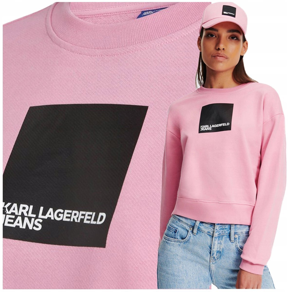 Bluza Damska Różowa Ładna Bawełna logo Karl Lagerfeld bez kaptura Bluza Damska Różowa Ładna Bawełna logo Karl Lagerfeld bez kaptura r.M