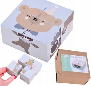 Klocki Puzzle Drewniane Obrazki Zwierzątka - Klocki - miniaturka - grafika 1
