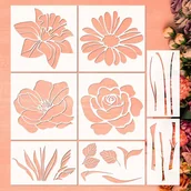 Rękodzieło - TEMU 8 Sztuk Bardzo Dużej Kwiatowej, Kwiatowej I Liściowej Wzorów - Wielokrotnego Użytku Do Malowania Na Drewnie, Ścianach I Ogrodzeniach Ogrodowych, - miniaturka - grafika 1