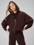 Bluzy damskie - 4F Bluza dresowa regular z modalem damska - brązowa XXL - miniaturka - grafika 1
