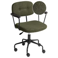 Fotele i krzesła biurowe - Beliani Krzesło obrotowe ALGERITA Boucle Ciemnozielony - miniaturka - grafika 1