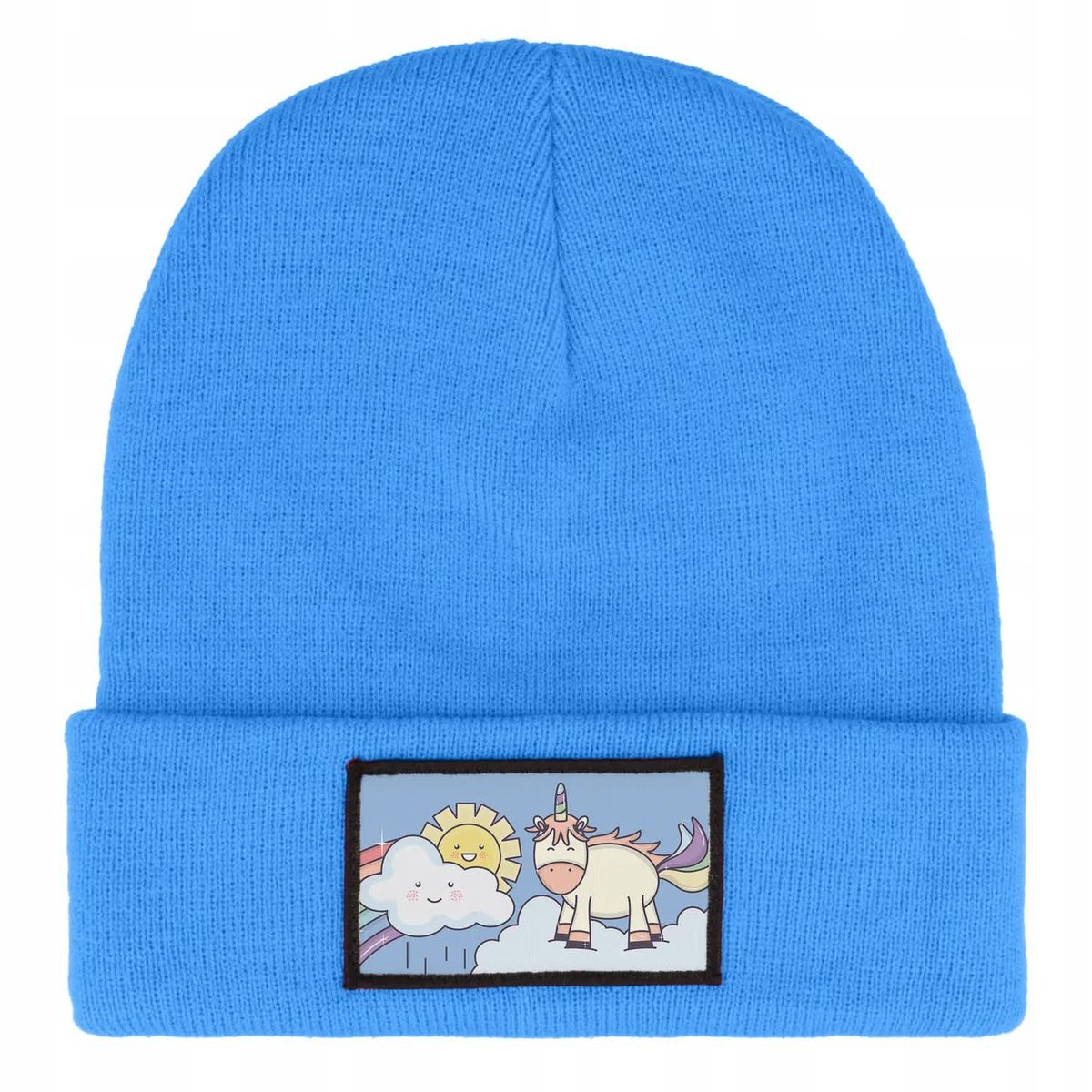 Czapka Zimowa Dziecięca UNICORN IN CLOUDS Kucyki Prezent Wzory Niebieska