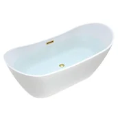 Wanny - Wanna wolnostojąca biała przelew oraz korek złoty szczotkowany 150 cm Rica Hydrosan - miniaturka - grafika 1