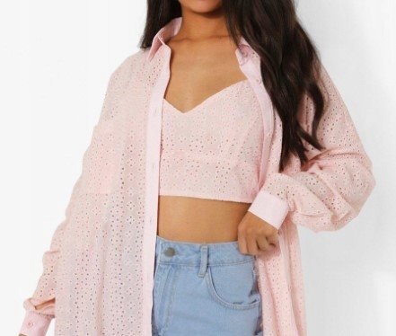 BOOHOO TOP DAMSKI RÓŻOWY Z HAFTEM KRÓTKI 40 YHK
