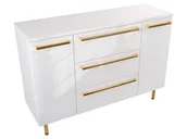 Szafki łazienkowe - Szafka Stojąca Z Blatem ATH 120 cm D - Biały Wysoki Połysk - Uchwyty Złote Polerowane - miniaturka - grafika 1