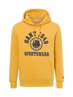 Swetry męskie - Gant Męski sweter z kapturem Mężczyźni Bawełna żółty nadruk, S - miniaturka - grafika 1