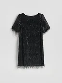 Sukienki - Reserved - Cekinowa sukienka mini - czarny - miniaturka - grafika 1