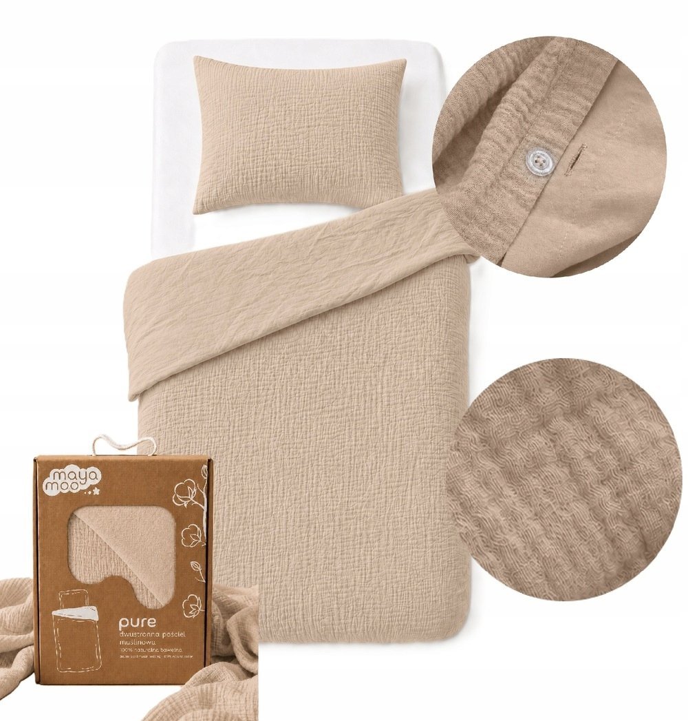 Pościel muślinowa 90x120 dziecięca - dwuwarstwowy muślin 140 gsm + bawełna