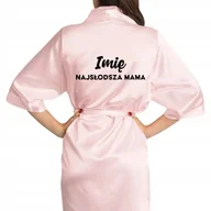 Piżamy damskie - SZLAFROK SATYNOWY RÓŻOWY Na Prezent NAJSŁODKSZA MAMA IMIĘ Różne Wzory - miniaturka - grafika 1
