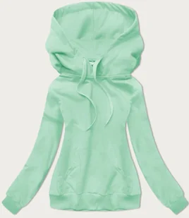 Cienka damska bluza kangurka miętowa (W06-61) - J STYLE - Bluzy damskie - miniaturka - grafika 1