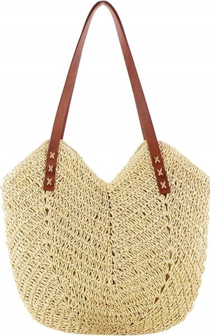 TORBA PLAŻOWA BOHO SŁOMIANA MIEJSKA SHOPPERKA NA PLAŻĘ NA ZAKUPY DUŻA