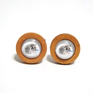 Spinki do mankietów i krawatów - Jeżyk - drewniane spinki do mankietów - miniaturka - grafika 1