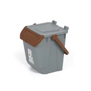 Plastikowy kosz do segregacji odpadów ECOLOGY, szaro-brązowy - Kosze na śmieci - miniaturka - grafika 1