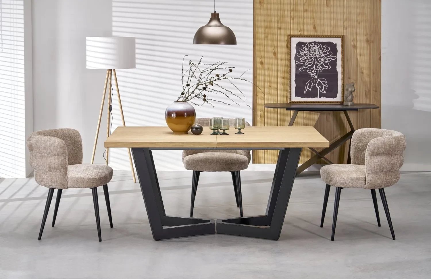 Stół rozkładany MASSIVE 2 160250x90 dąb naturalny/czarny HALMAR